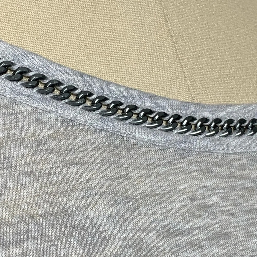 Joie Grey Damani Chain Detail T Shirt M NWT - Picture 3 of 6